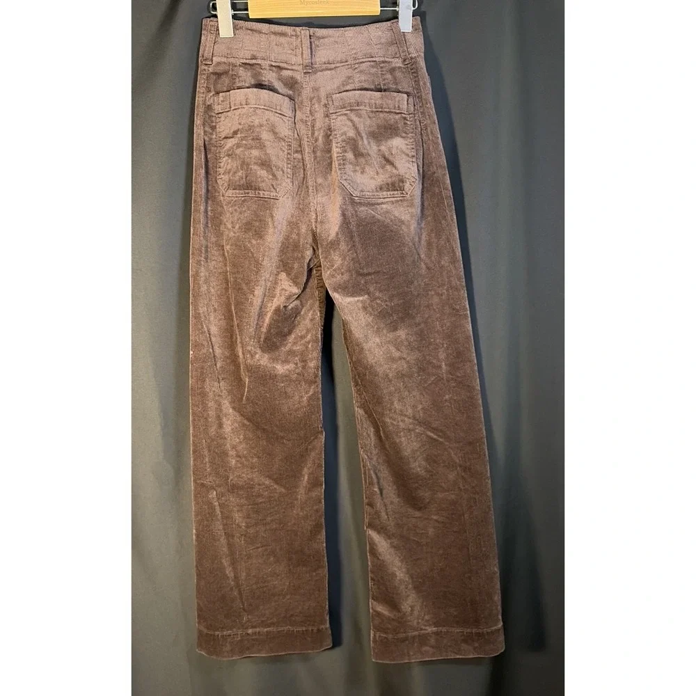 Maeve by Anthropologie Colette Wide Leg Corduroy Pants Womens 26 Brown Pocket - Picture 6 of 6